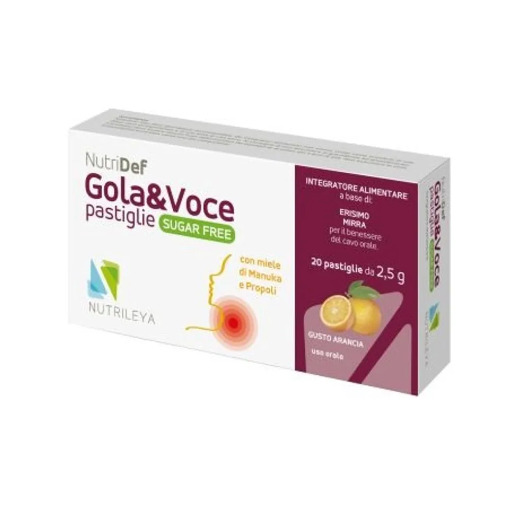 Nutridef gola&voce portocala si miere de Manuka fara zahar, 20 dropsuri, Nutrileya