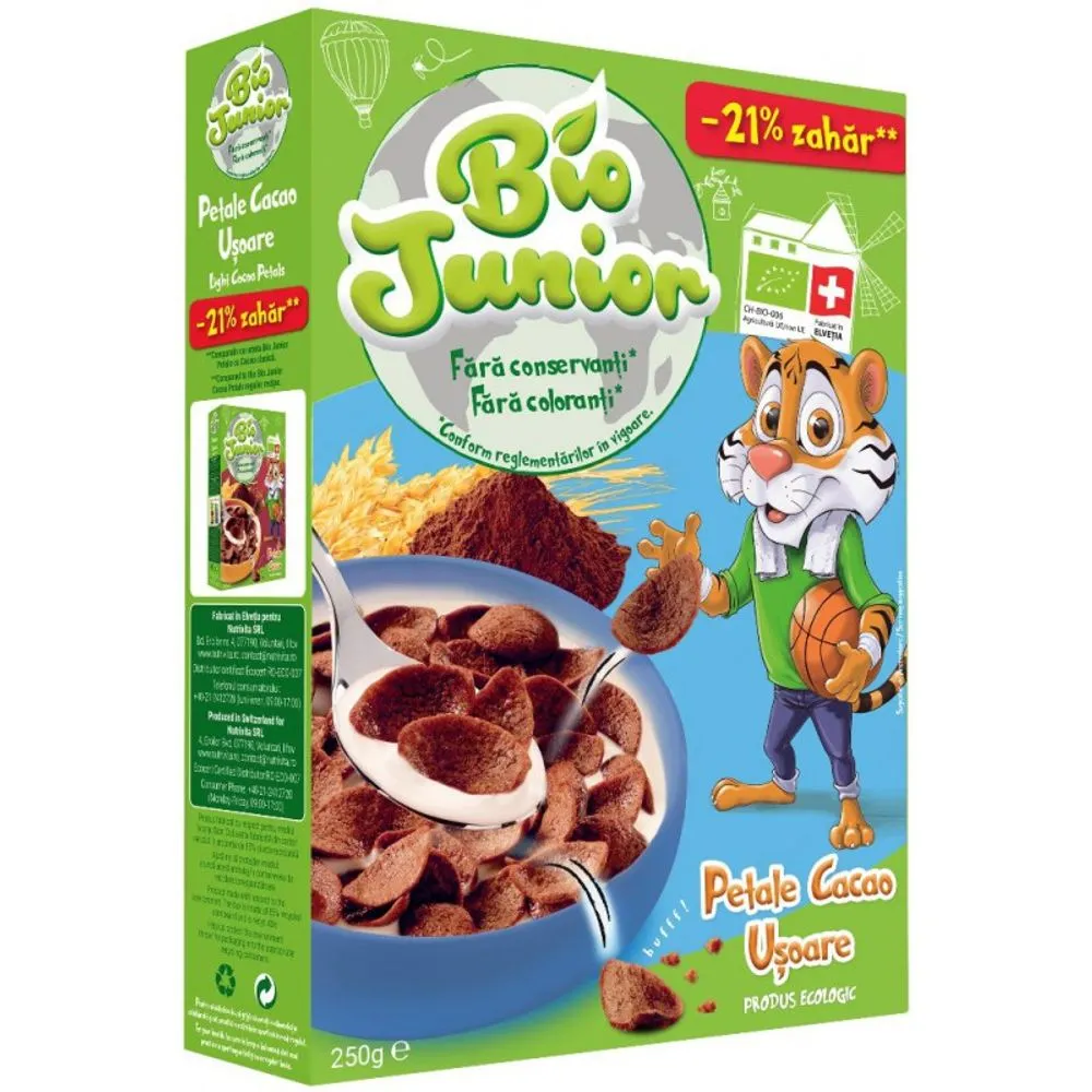 Nutrivita Bio Junior Cereale Petale Cacao Usoare x 250gr