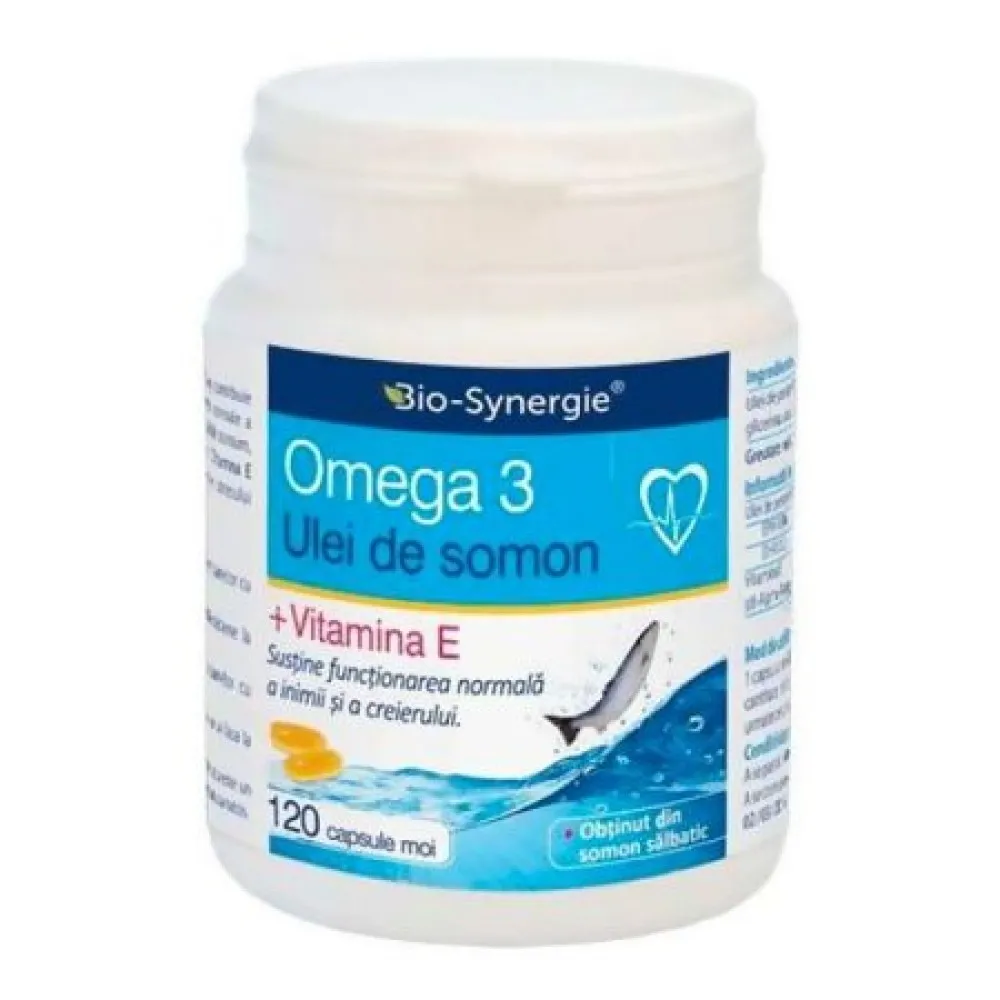 Omega 3 ulei de somon + vitamina E, 120 apsule, Bio Synergie