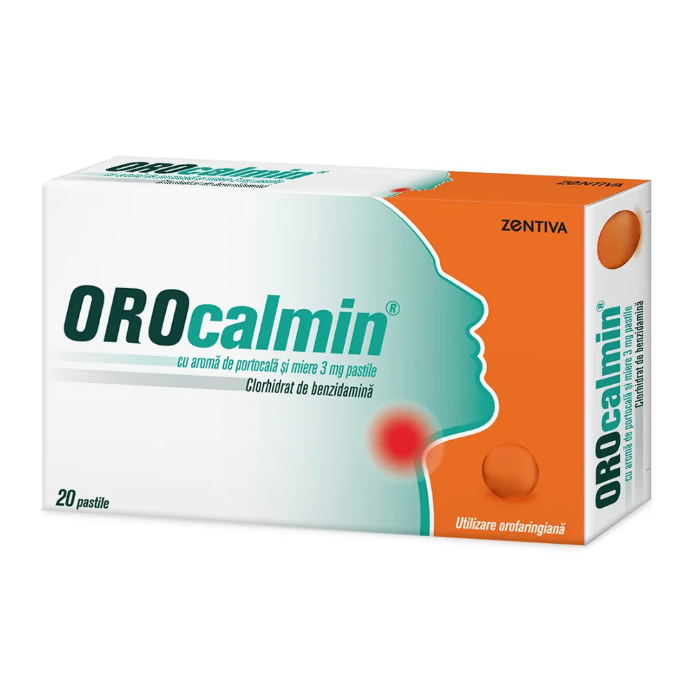 Orocalmin cu aroma de portocala si miere, 3 mg, 20 pastile, Zentiva