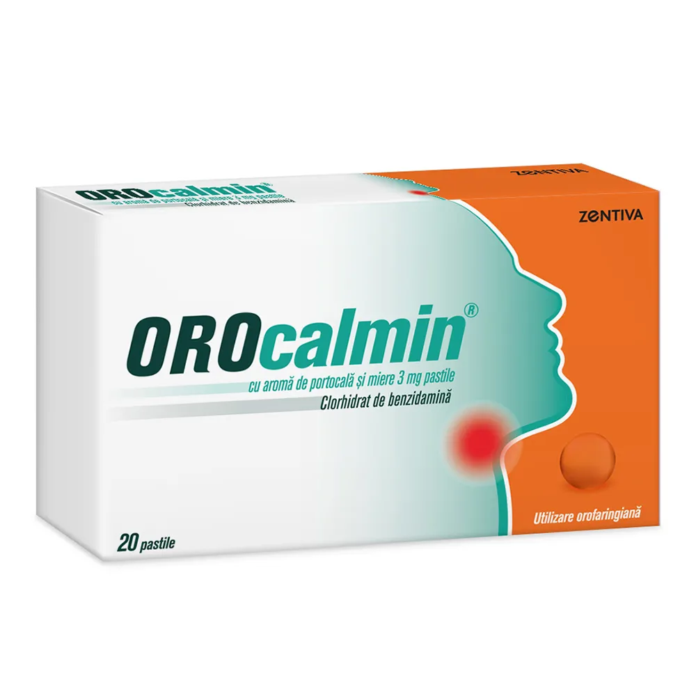 Orocalmin cu aroma de portocala si miere, 3 mg, 20 pastile, Zentiva