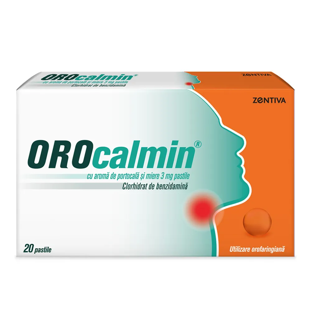 Orocalmin cu aroma de portocala si miere, 3 mg, 20 pastile, Zentiva