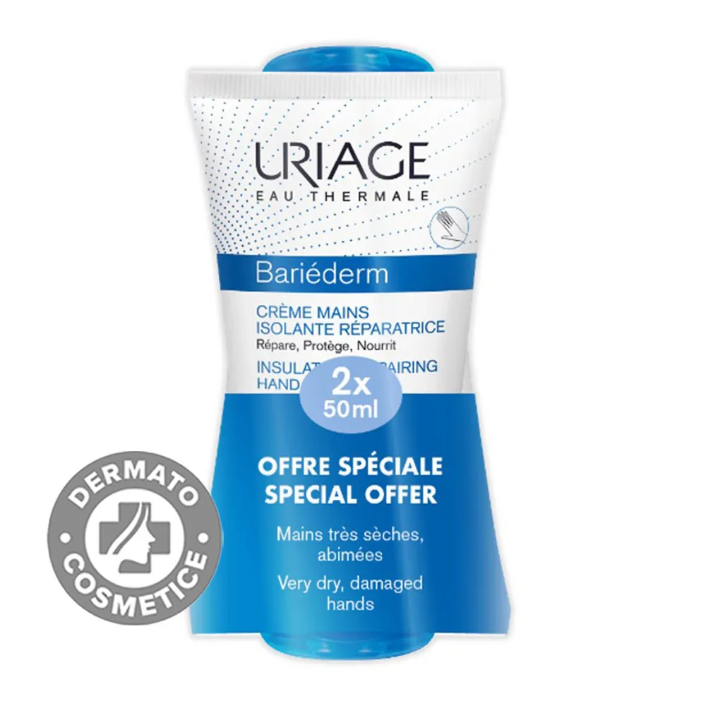 Pachet Crema de maini pentru piele iritata sau deteriorata Bariederm, 50 ml + 50 ml, Uriage