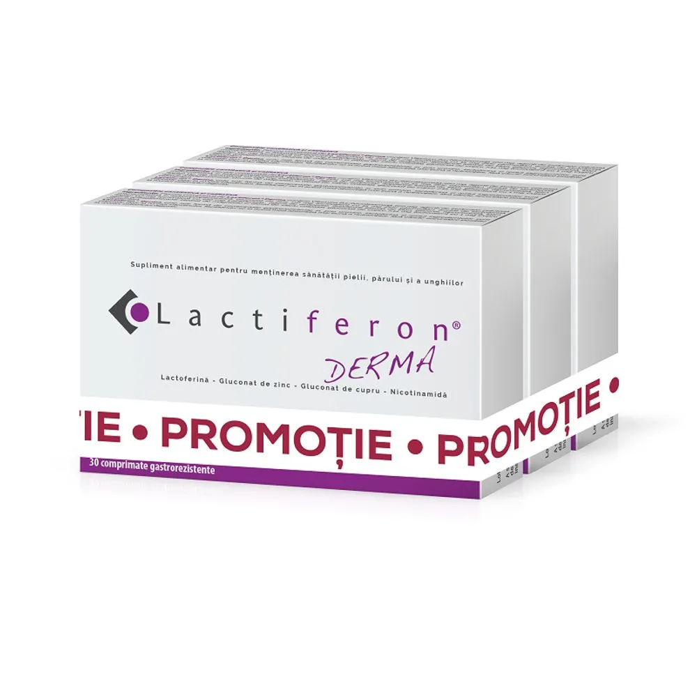 Pachet Lactiferon Derma 2+1, 30 comprimate, Solartium