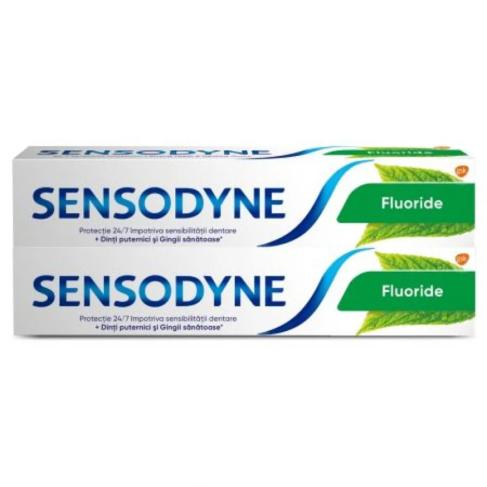 Pachet Pasta de dinti Fluoride Sensodyne, 100 ml + 100 ml, Gsk