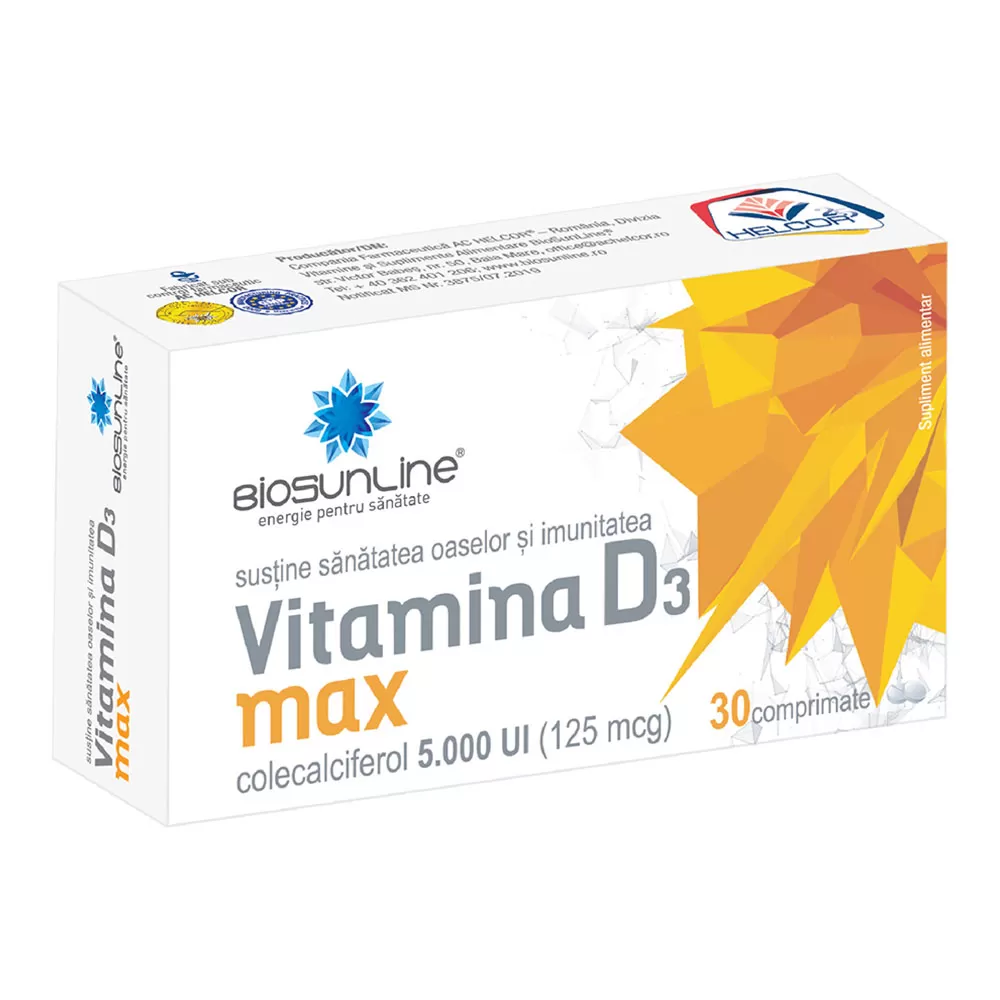 Pachet Vitamina D3 Max 5000UI -comprimate x 30 - Helcor (1+1 Oferta)