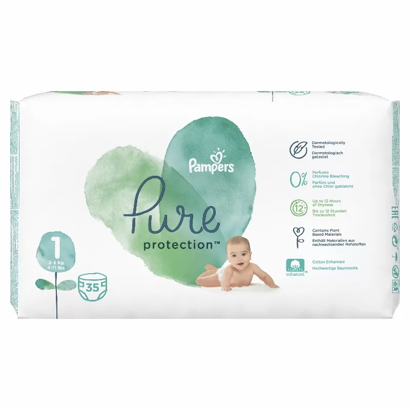 Pampers Pure Protection Nr.1 , 2-5 kg Scutece x 35