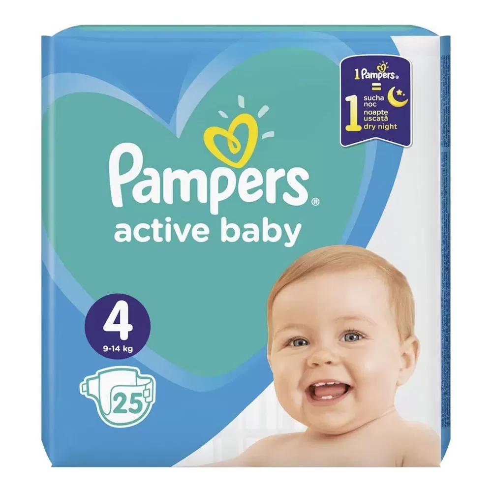 Pampers Nr. 4 Active Baby 9-14 kg Scutece x 25