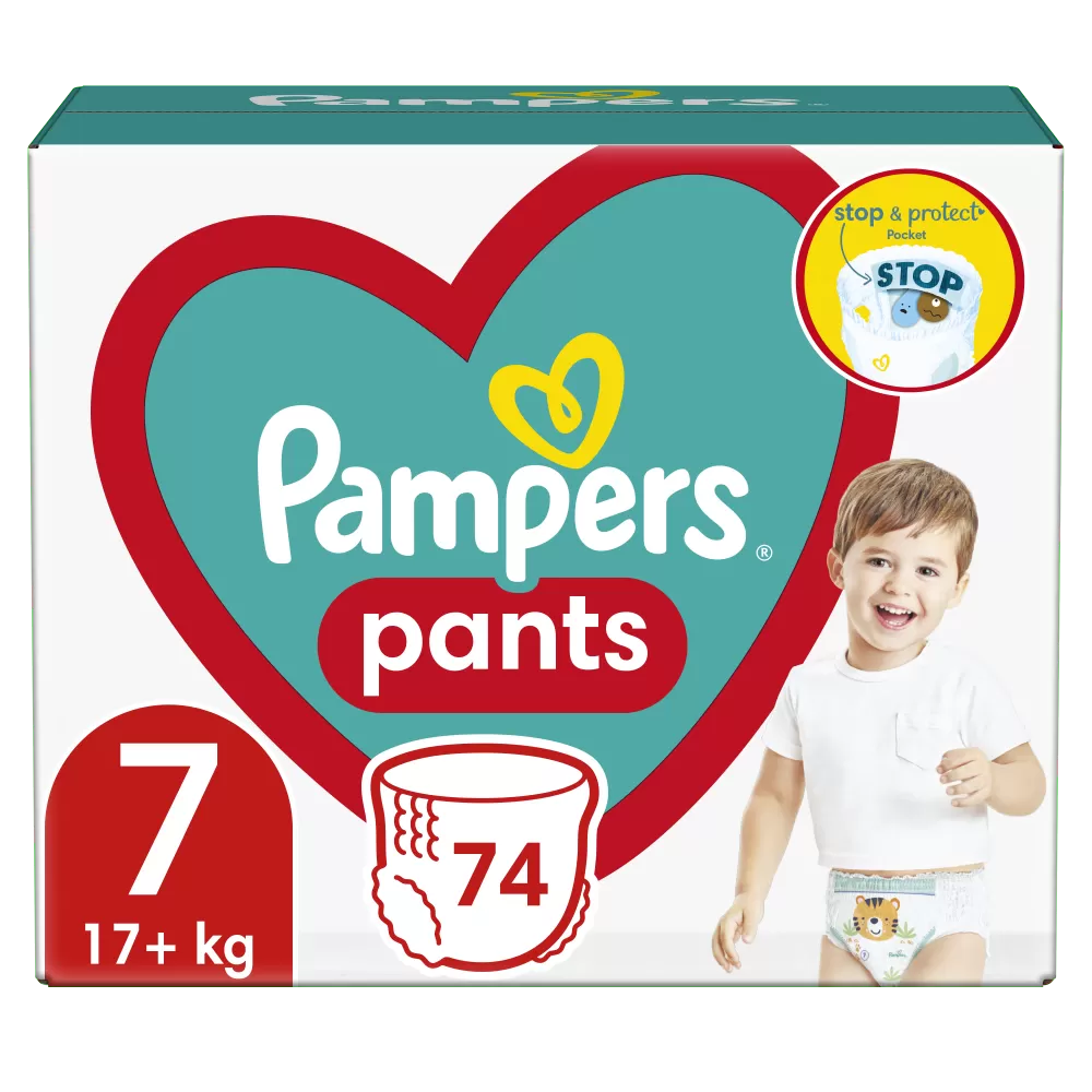 Scutece chilotel Pampers Pants Mega Box Marimea 7, 17+ kg, 74 bucati