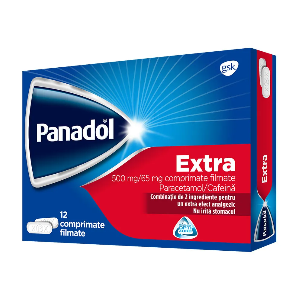 Panadol Extra, 500 mg, 12 comprimate, Gsk