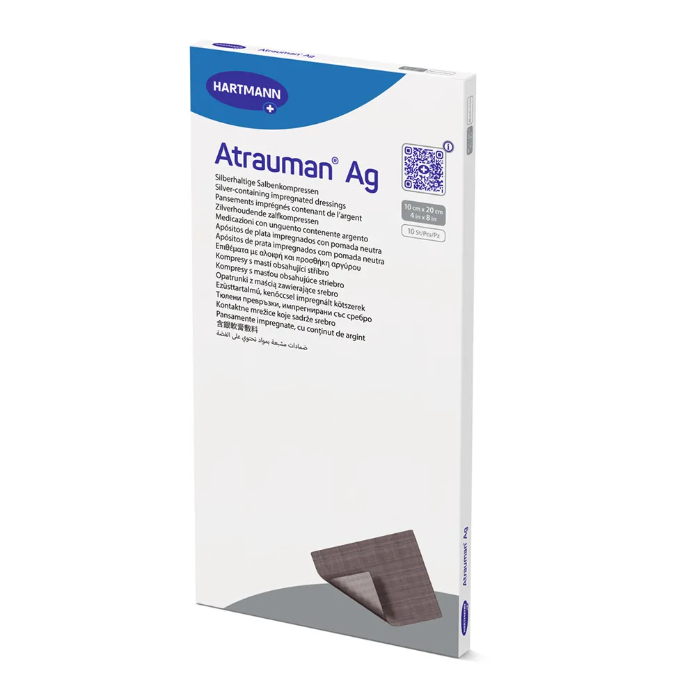 Pansament cu unguent neutru si argint, 10 x 20cm, 10 bucati, Atrauman