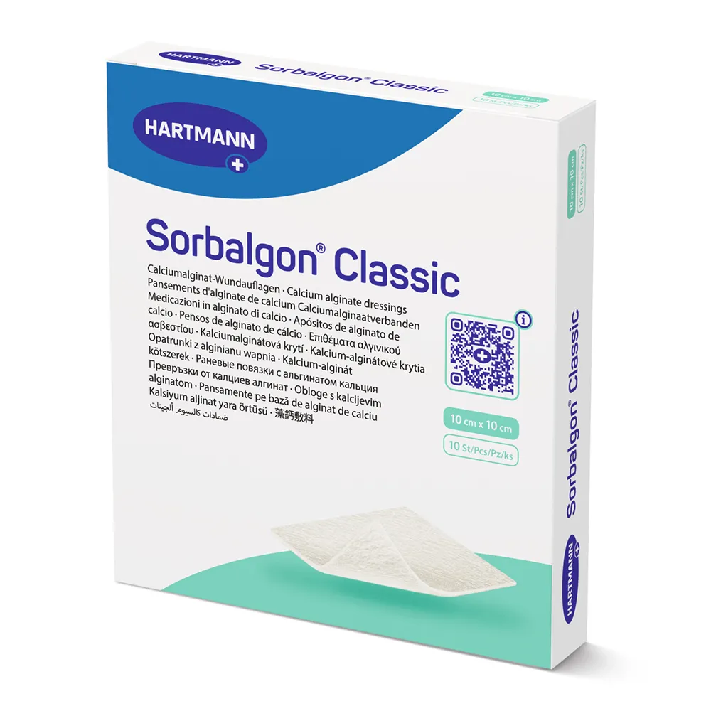 Pansament Sorbalgon Classic, 10 cm x 10 cm, 10 bucati, Hartmann