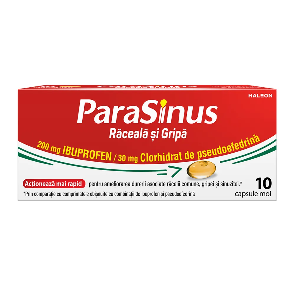 Parasinus Raceala si Gripa, 200 mg/30 mg, 10 capsule moi, Haleon