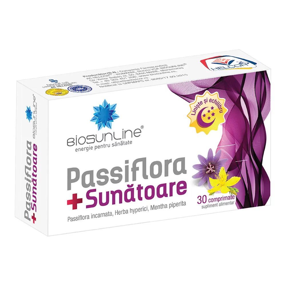 Passiflora si Sunatoare, 30 comprimate , Helcor