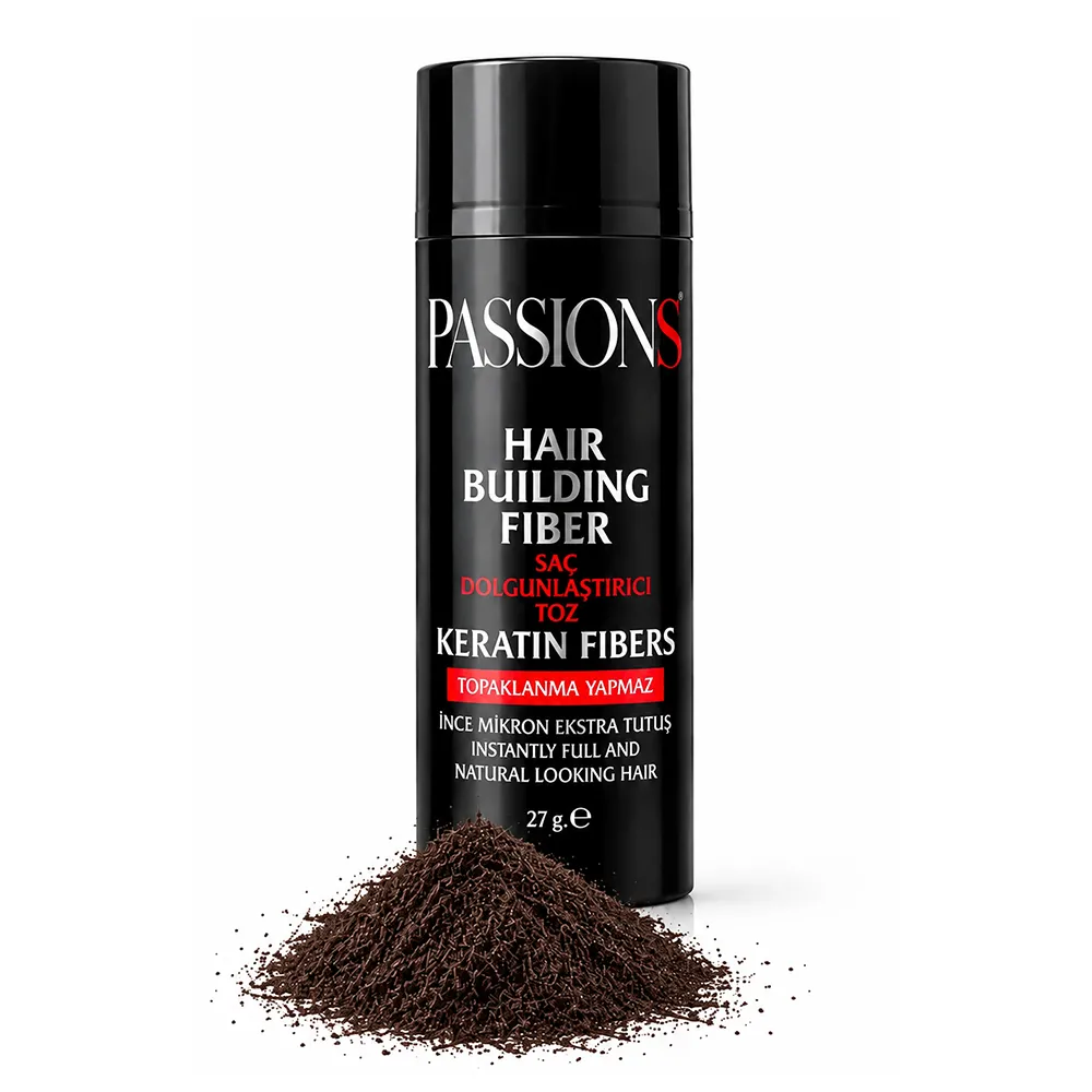 Passions Hair Building Fiber - Keratina pentru Par Saten Inchis, 27g - Romtox
