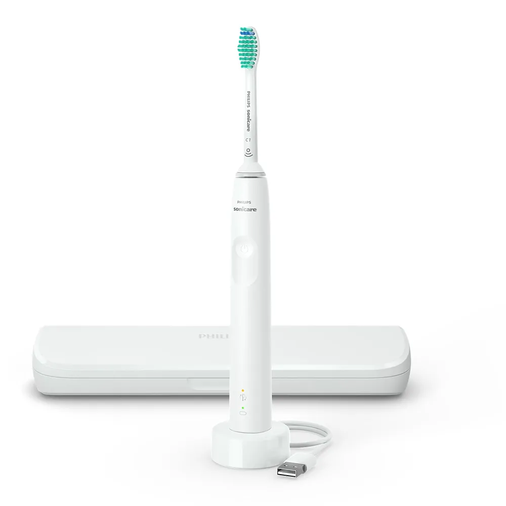 Periuta Dinti Electrica Seria 3100 Alb + Toc Transport Sonicare HX3673/13, Philips