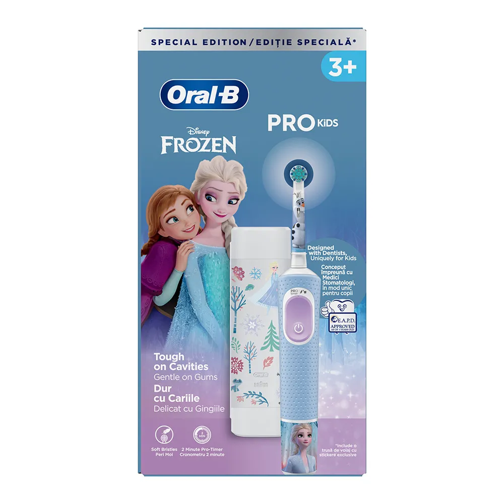 Periuta Electrica Vitality Pro Kids Frozen +3ani + Trusa Calatorie, Oral B