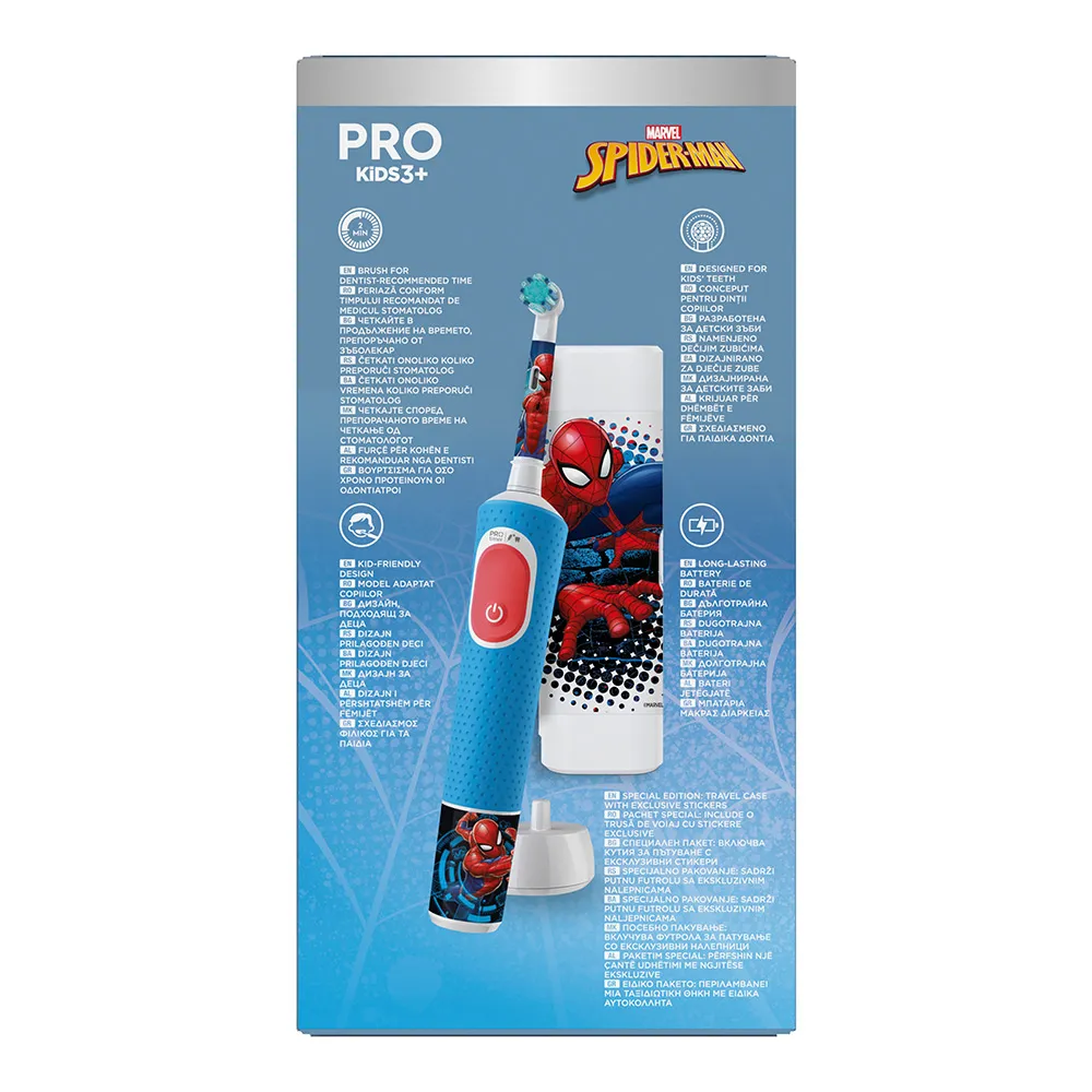 Periuta Electrica Vitality Pro Kids Spider-Man + 3ani + Trusa Calatorie, Oral B