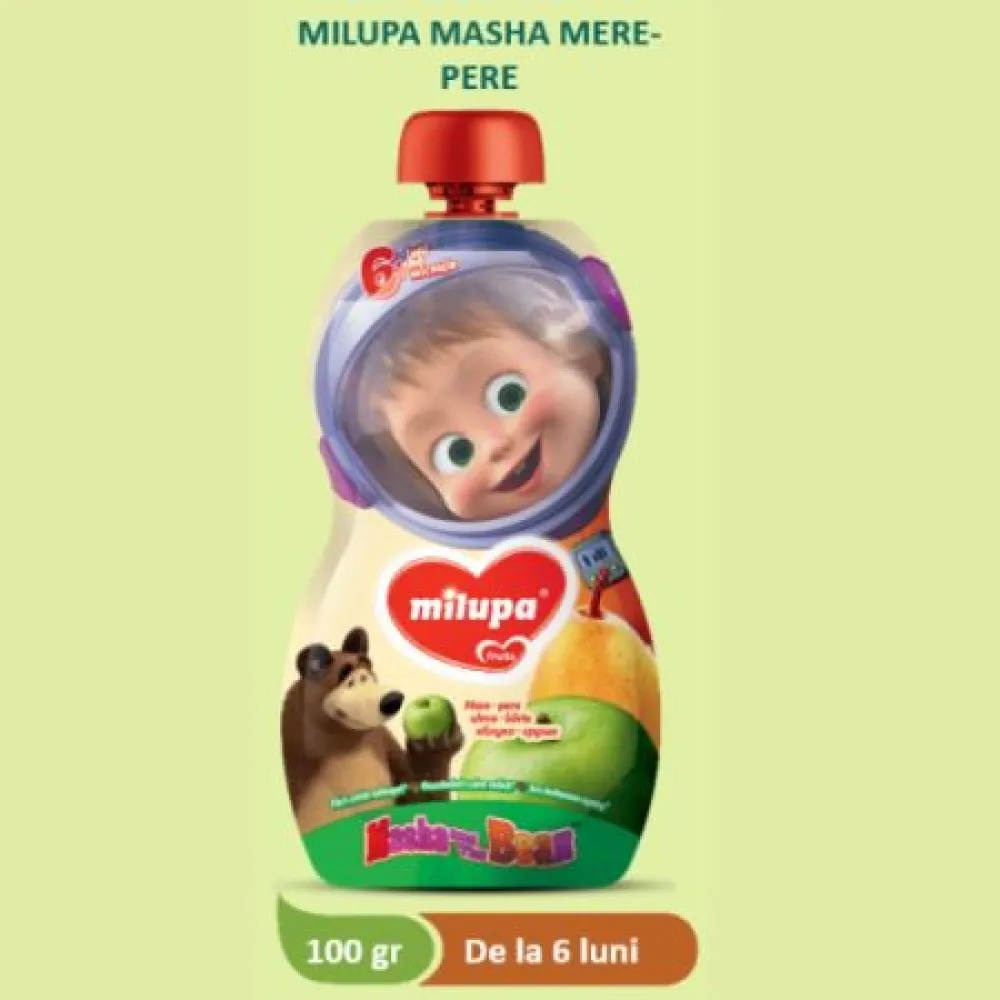 Piure Masha de la 6 luni mere si pere, 100g, Milupa