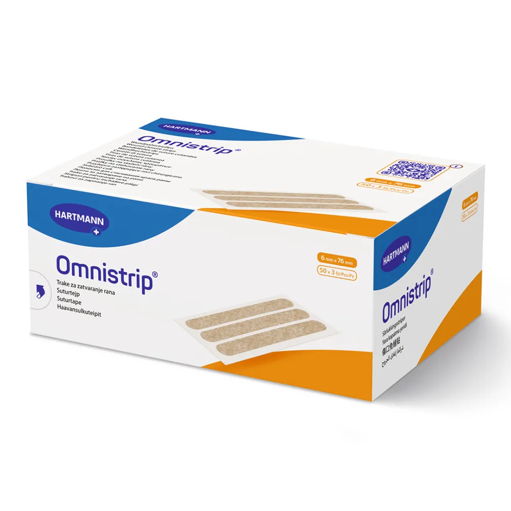 Plasturi sub forma de stripuri sterile Omnistrip, 6 x 76 mm, 50 x 3 bucati, Hartmann
