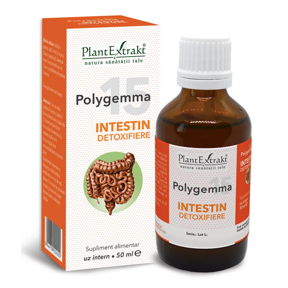 Polygemma 15, Intestin detoxifiere, 50 ml, Plant Extrakt