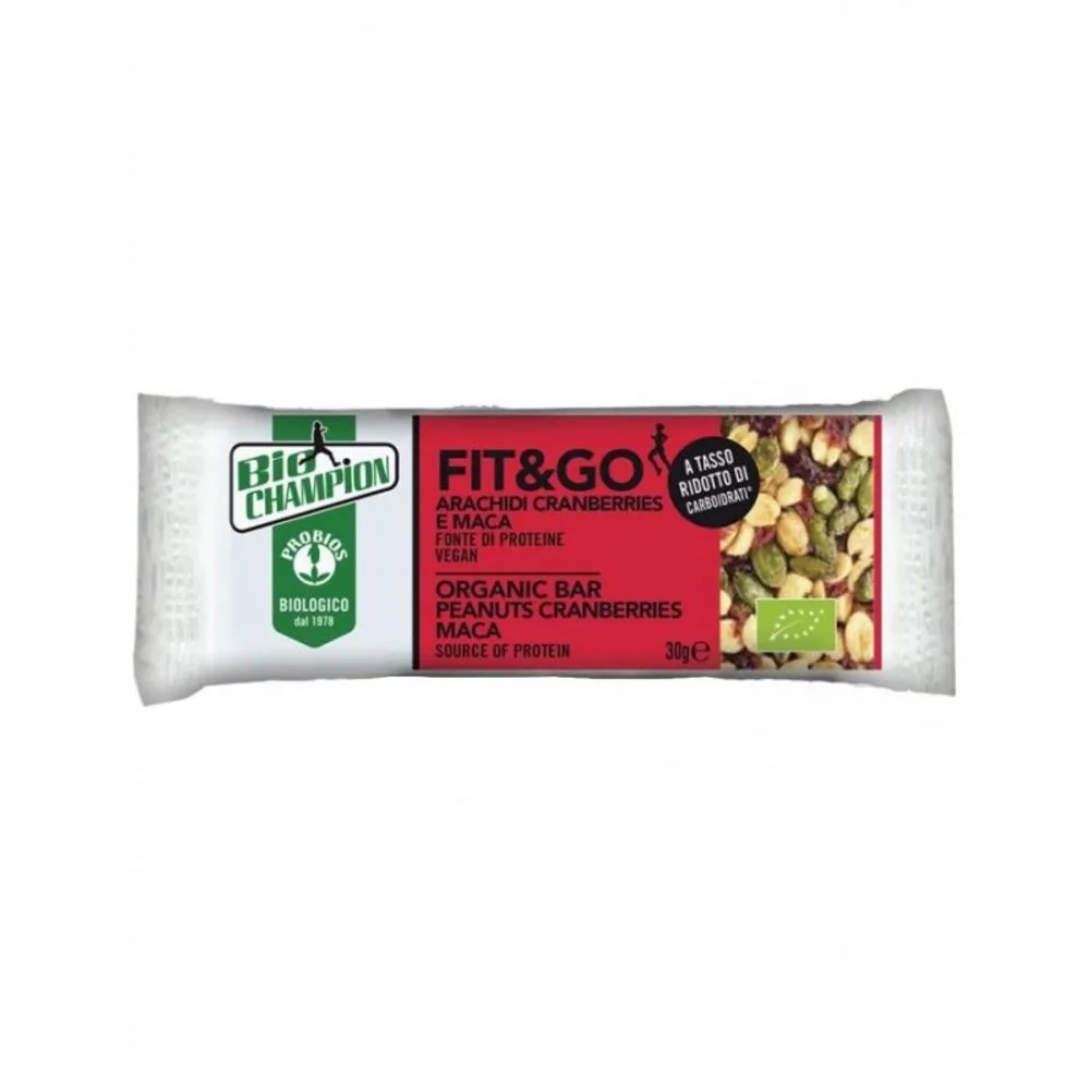 Probios Bio Baton Fit&Go cu Alune, Afine si Maca x 30g