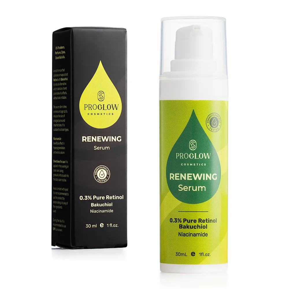 Ser antirid, RENEWING Serum, 0.3% Retinol incapsulat, Bakuchiol si Niacinamida, 30ml, ProGlow