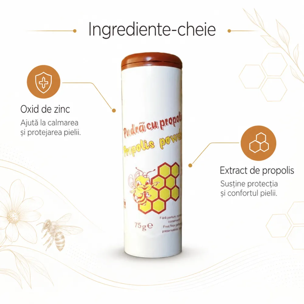 Pudra de talc cu Propolis, 75 g, Mebra