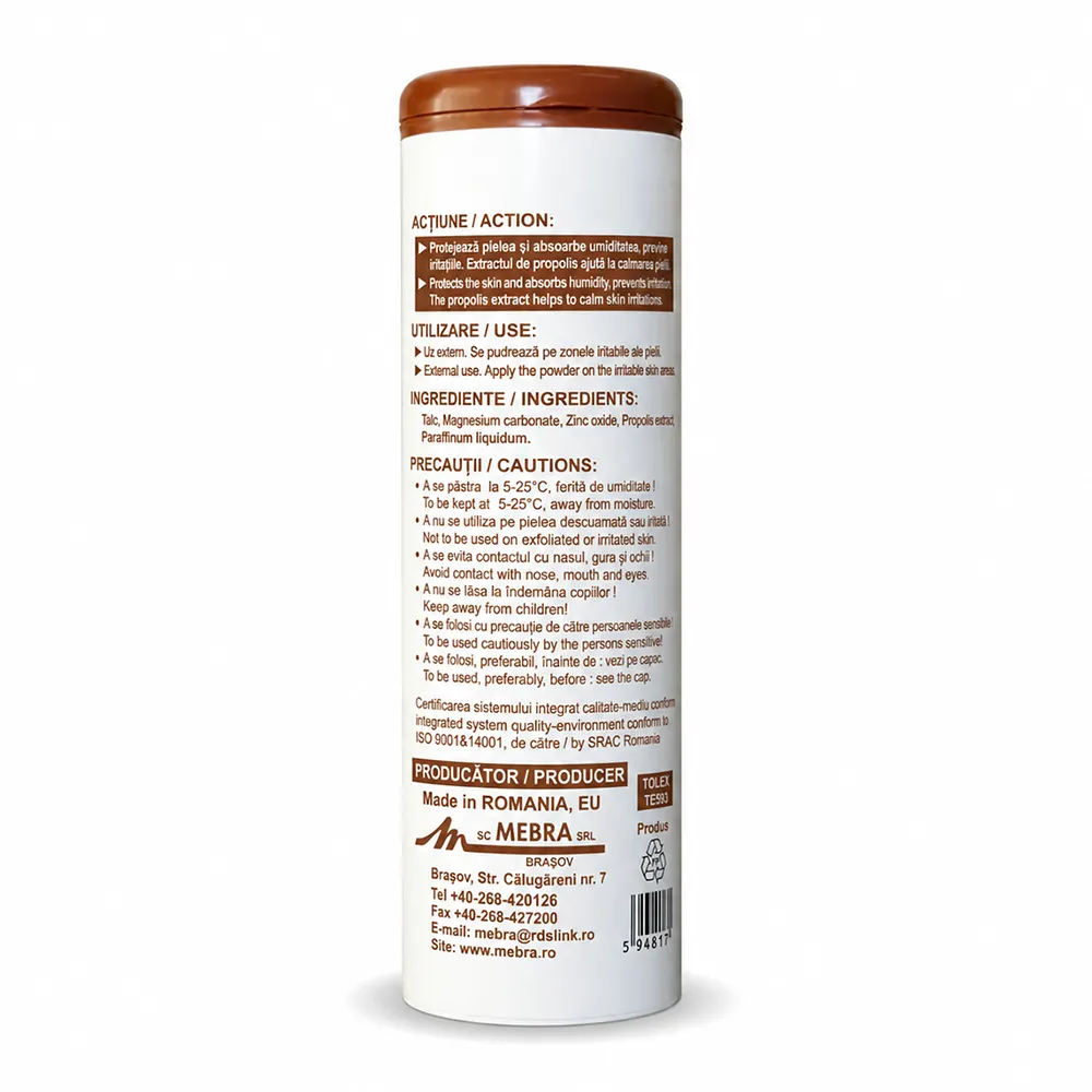 Pudra de talc cu Propolis, 75 g, Mebra