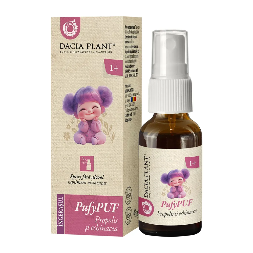 PufyPuf spray propolis si echinacea, 20 ml, Dacia Plant