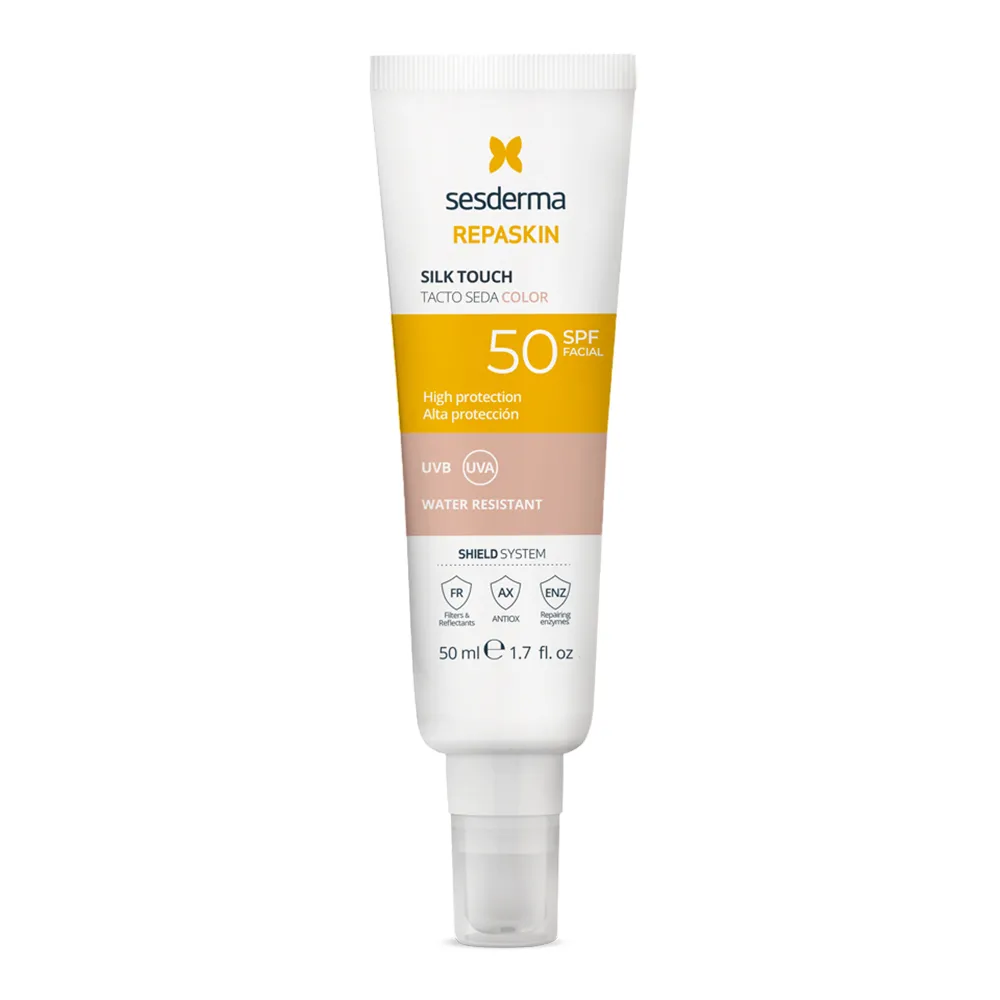 Crema de fata nuantatoare, rezistenta la apa, Repaskin Silk Touch Color SPF50, 50ml, Sesderma