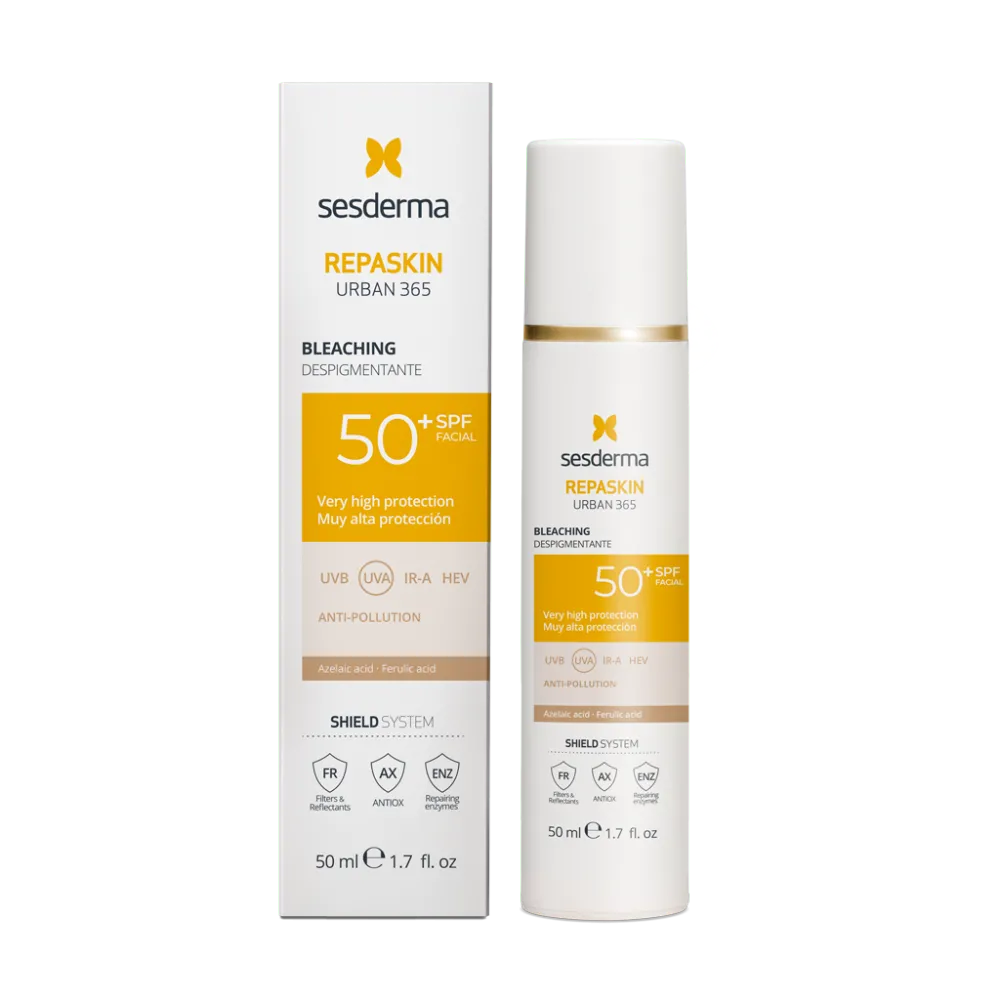 Crema de fata uz zilnic, protectie solara SPF50+ si efect anti-pete pigmentare, Repaskin Urban, 50 ML, Sesderma