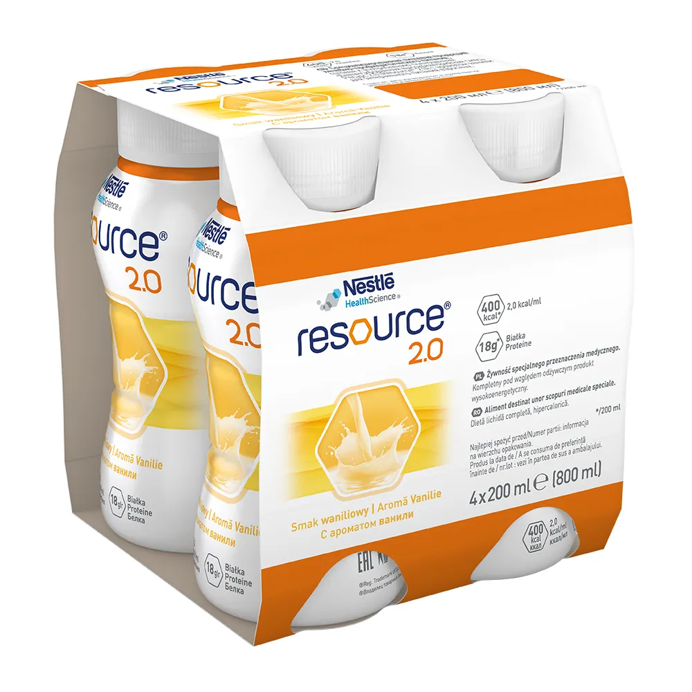 Resource 2.0 cu aroma de vanilie, 4 x 200 ml, Nestle