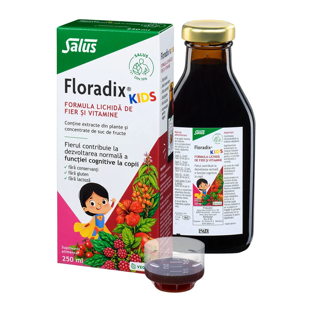 Formula Lichida de Fier si Vitamine Floradix Kids, 250ml, Salus