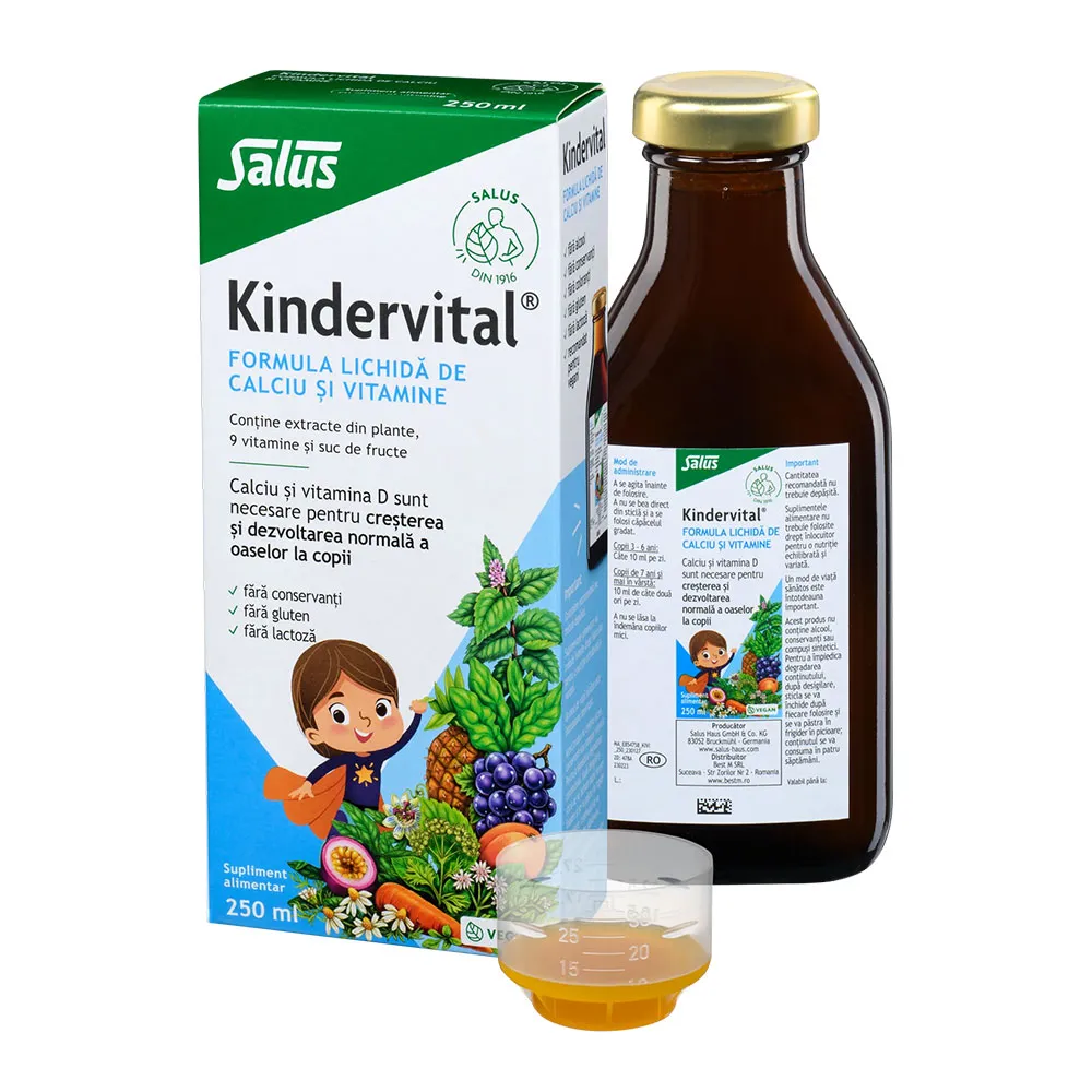 Formula Lichida de Calciu si Vitamine Kindervital, 250ml, Salus