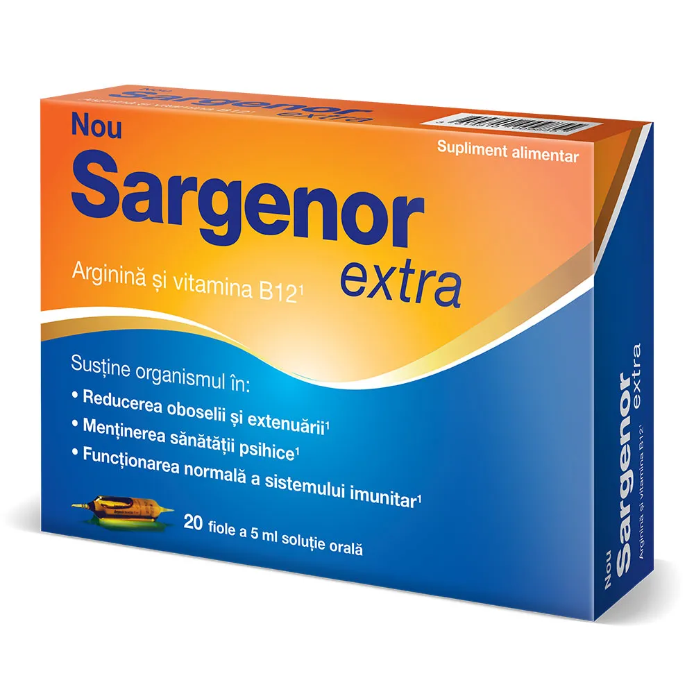 Solutie orala fiole Sargenor Extra B12 5ml, 20 fiole, Viatris