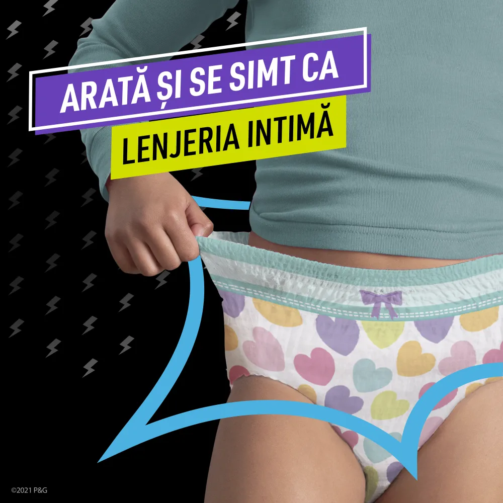 Scutece-chiloțel de noapte Ninjamas, pentru fetițe, 4-7 ani, 17-30 kg, 10 buc