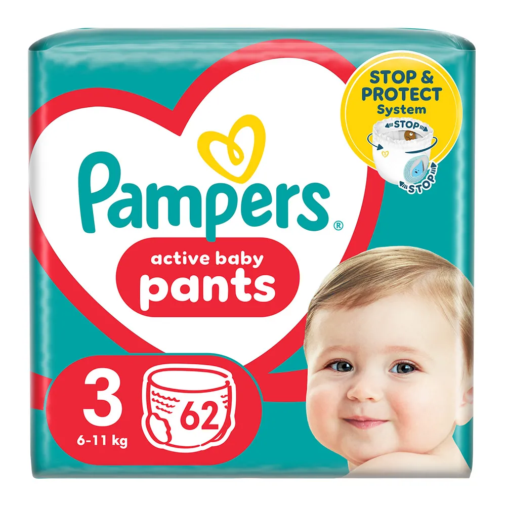 Scutece-chilotel Pampers Pants Marimea 3, 6 kg-11 kg, 62 bucati