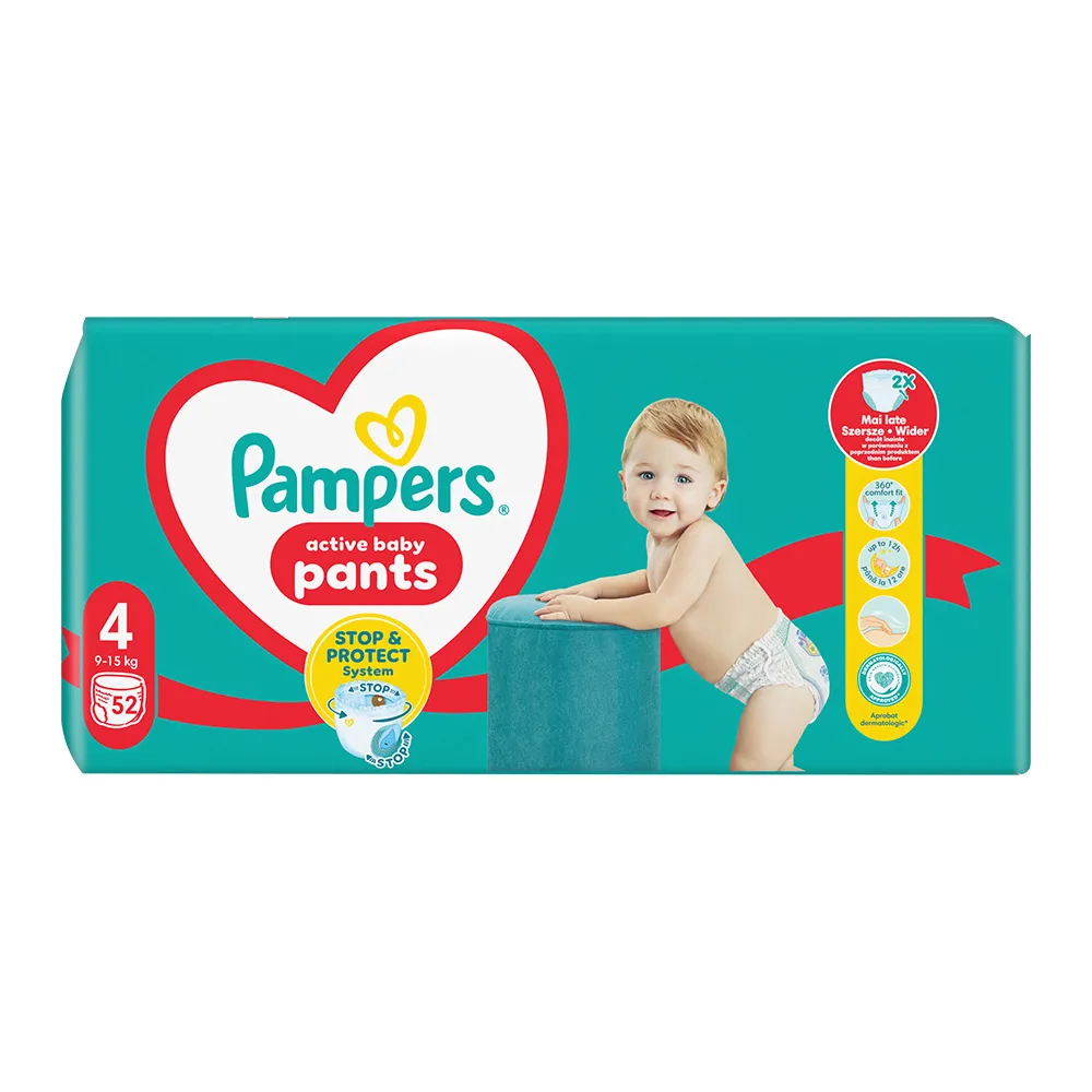 Scutece-chilotel Pampers Pants Marimea 4, 9 kg-15 kg, 52 bucati