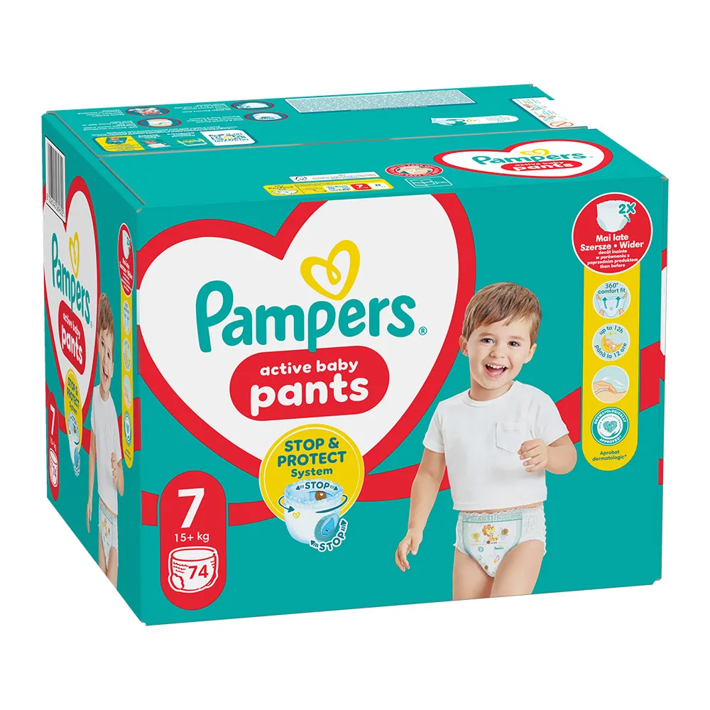 Scutece chilotel Pampers Pants Mega Box Marimea 7, 17+ kg, 74 bucati