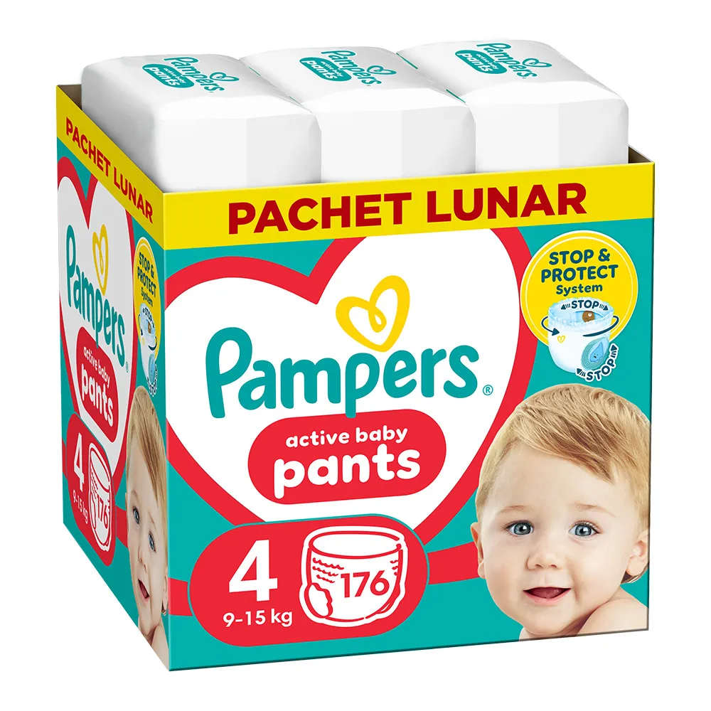 Scutece-chilotel Pampers Pants XXL Box Marimea 4, 9-15 kg, 176 bucati