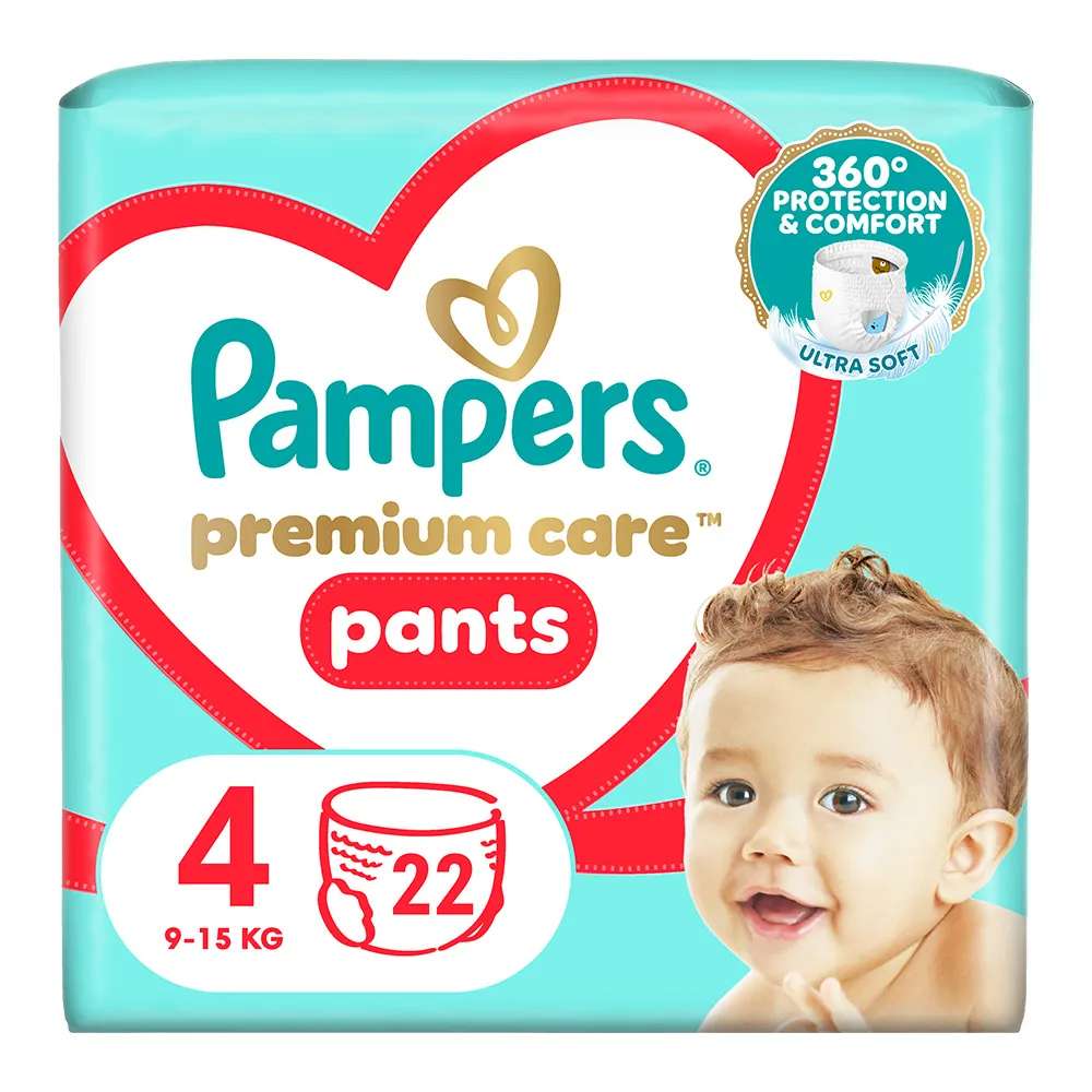 Scutece chilotel Pampers Premium Care Pants Marimea 4, 9-15 kg, 22 bucati