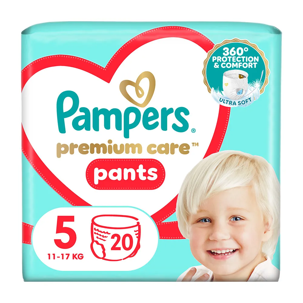 Scutece chilotel Pampers Premium Care Pants Marimea 5, 12-17 kg, 20 bucati