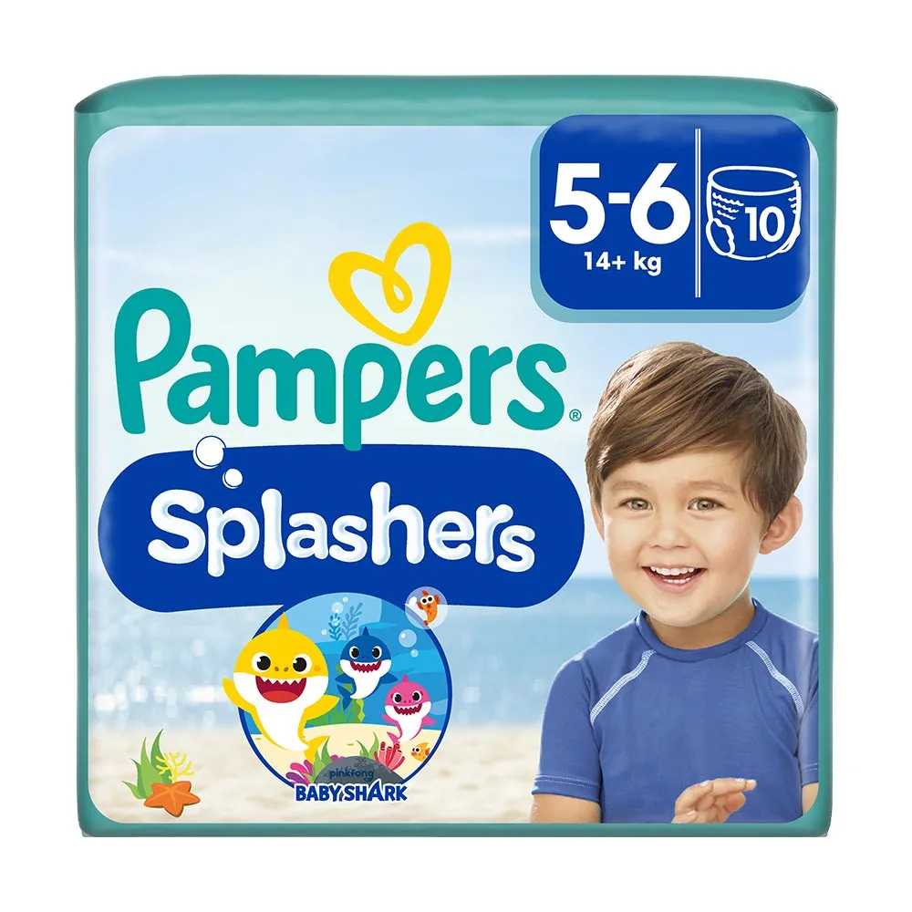 Chiloței pentru apă Pampers Splashers Baby Shark™ Mărimea 5-6, 14kg+, 10 buc