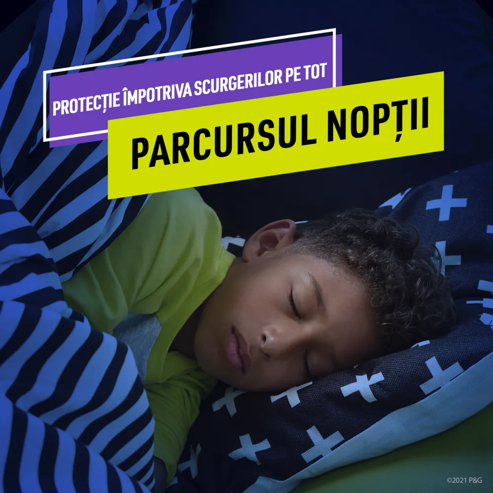 Scutece-chilotel pentru noapte Ninjamas pt Baietei 8-12 ani, 27-43 kg, 54 buc, Pampers