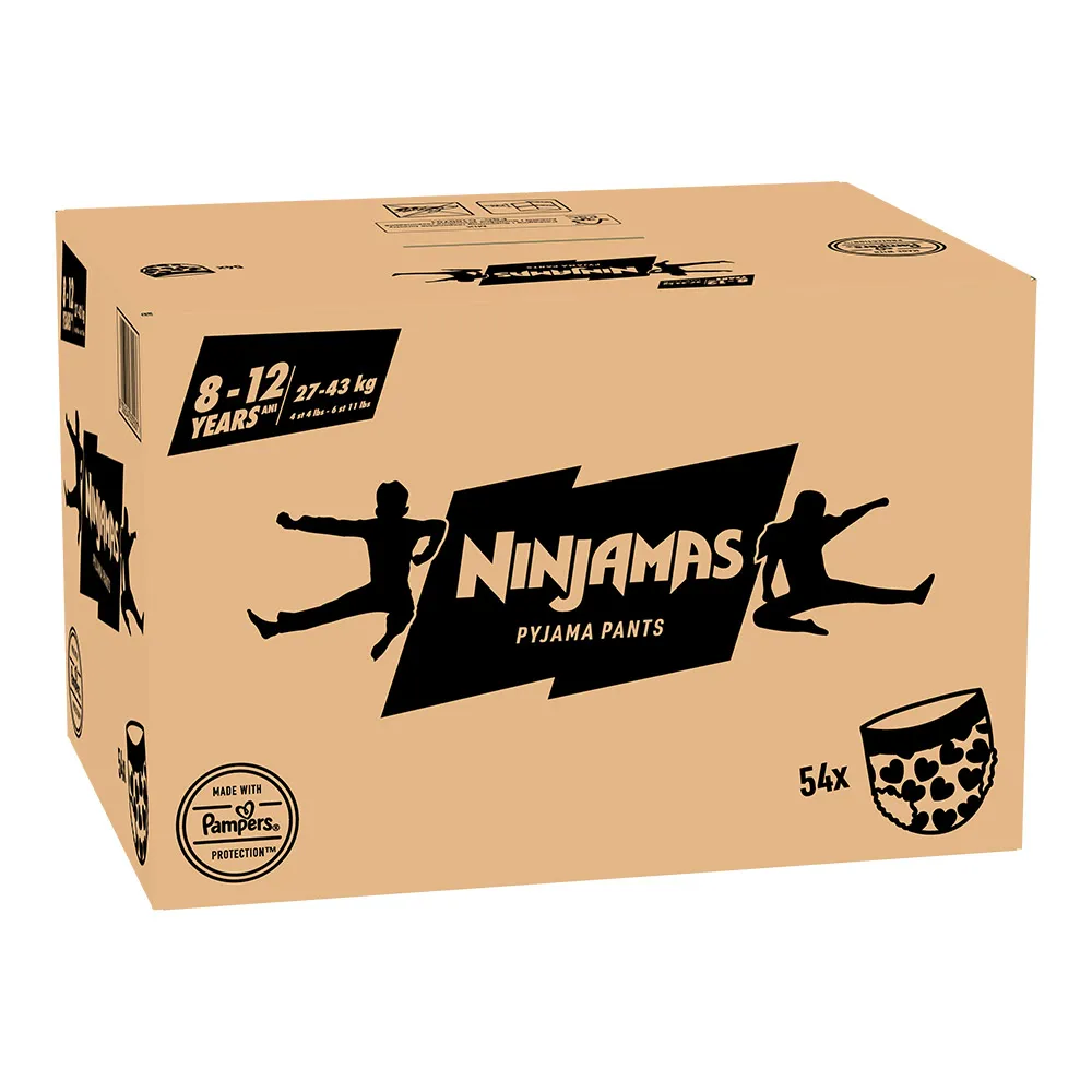 Scutece-chilotel pentru noapte Ninjamas pt Fetite 8-12 ani, 27-43 kg, 54 buc, Pampers