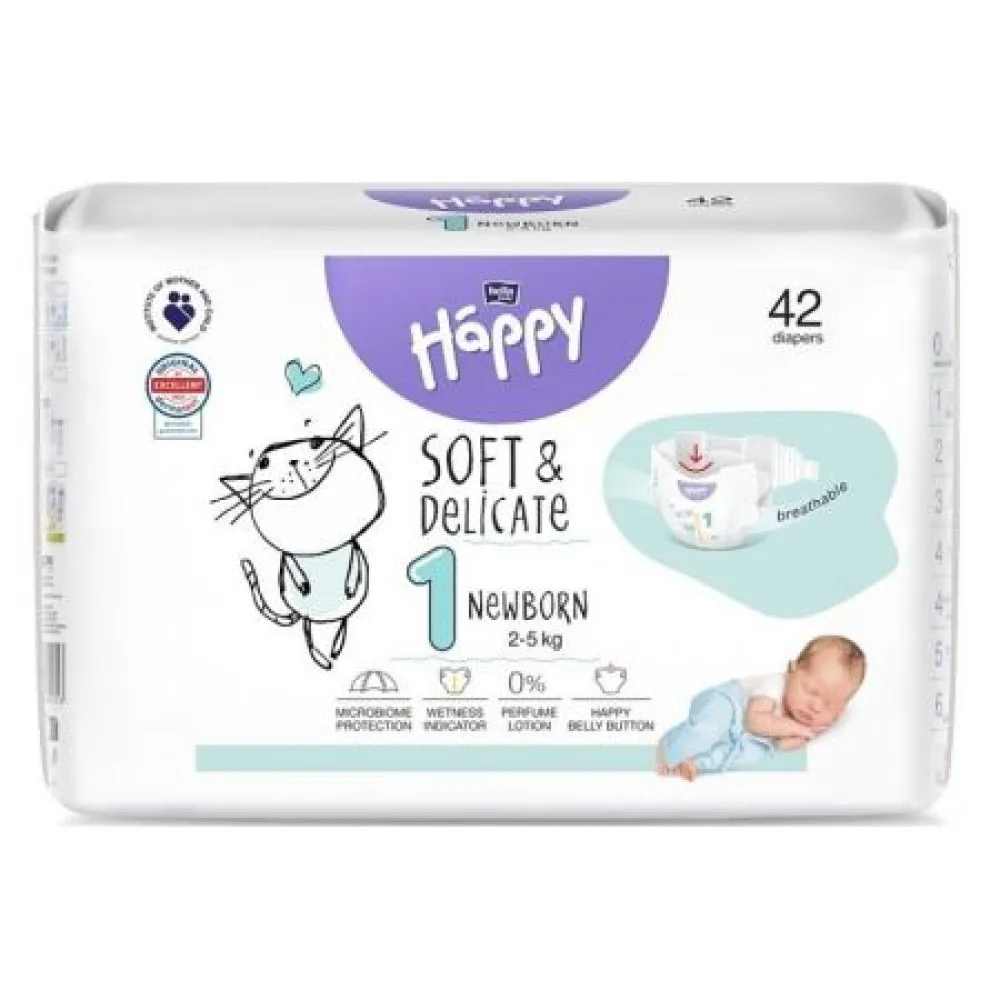 Scutece Happy New Born 2-5kg, 42 bucati, Bella Baby