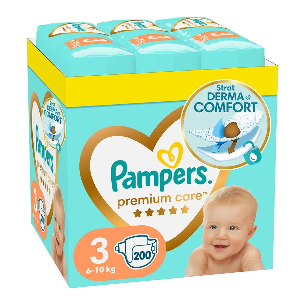 Scutece nr 3 Premium Care Midi 6-10 kg, 200 buc, Pampers