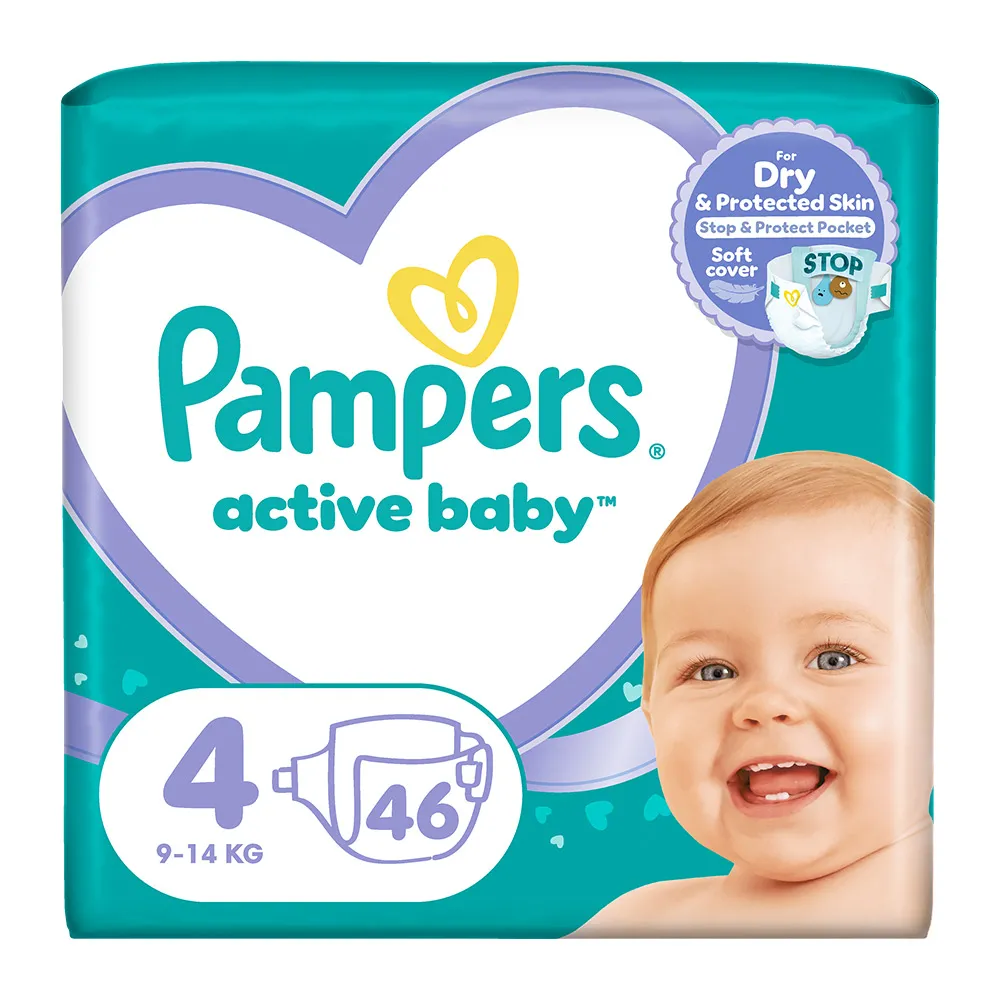 Scutece Pampers Active Baby Marimea 4, 9-14 kg, 46 buc