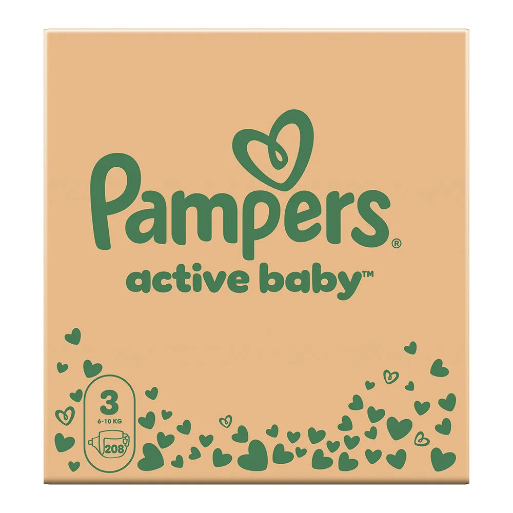 Scutece Pampers Active Baby XXL Box, Marimea 3, 6 -10 kg, 208 bucati
